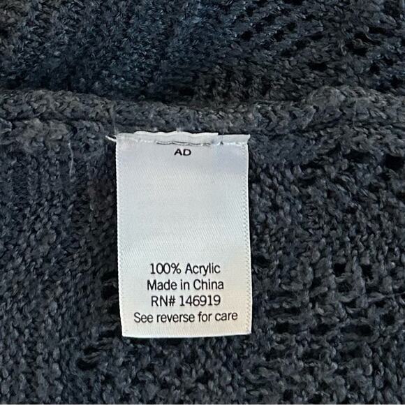 LC Lauren Conrad Pointelle Open-Front Long Cardigan in Deep Sapphire. Size M. - Picture 7 of 9